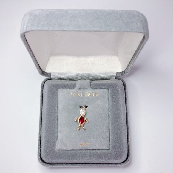 VTG 14K Gold July Birthstone Charm Pendant Necklace Petite Minimalist Dainty - Picture 11 of 13